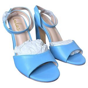 NEW Lulus Laren Light Blue Block Heel Sandals Size 7.5 Ankle Strap